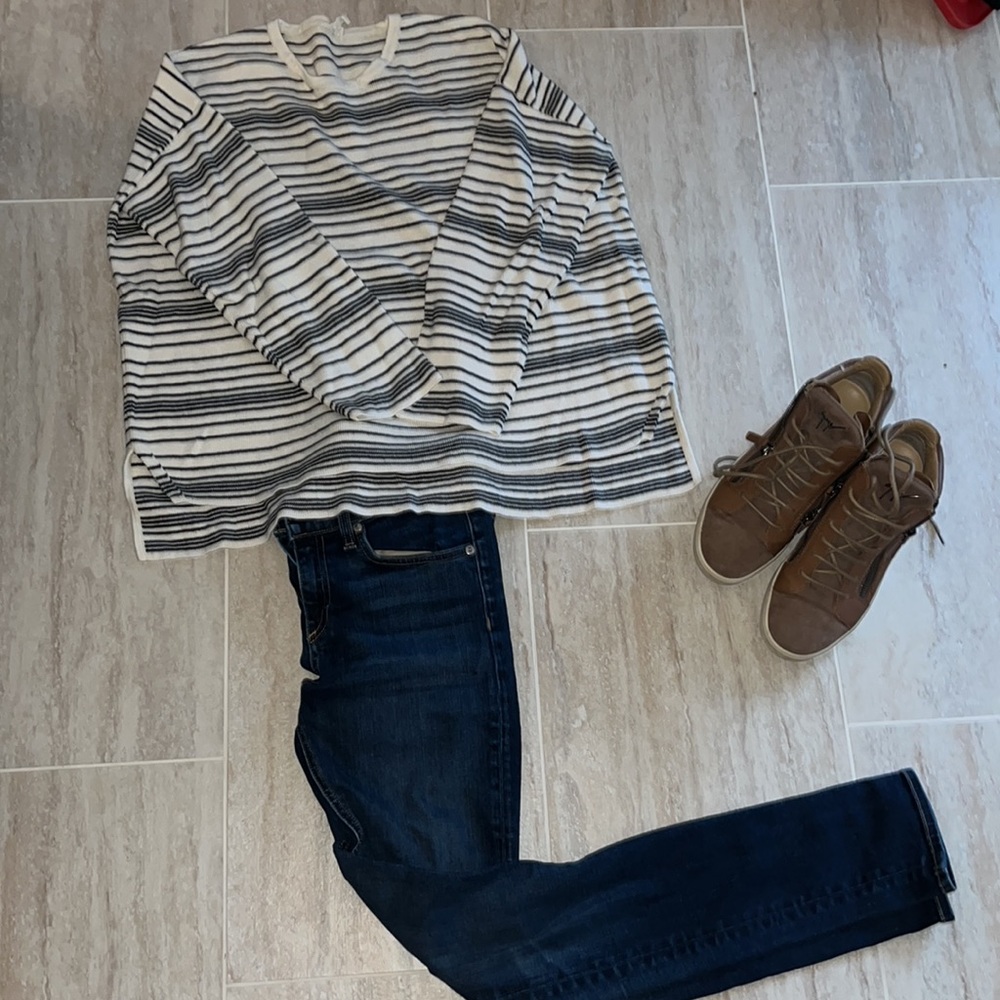 Eileen Fisher Size M boxy striped organic cotton sweater
